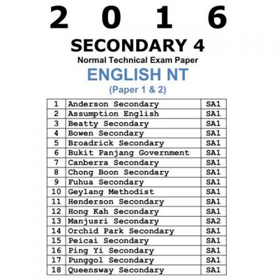 2016 Secondary 4 Normal Technical (NT) English Prelim Exam Paper (soft copy)
