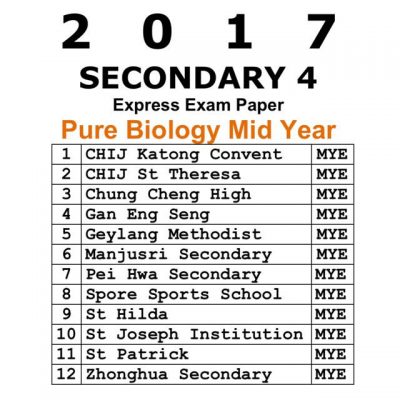 2017 Secondary 4 Express Pure Biology Mid Year Exam Papers (soft copy)