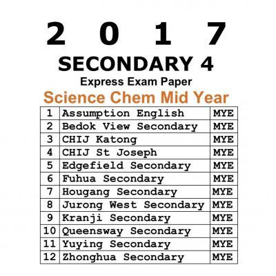 2017 Secondary 4 Express Science Chemistry SA1 Exam Papers (soft copy)
