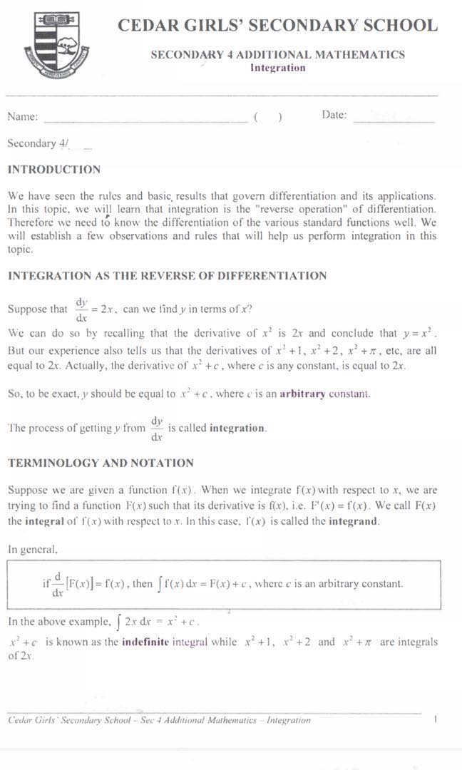 2017 Secondary 4 Additional Mathematics "A-Math" Study Notes (soft copy) - Image 3