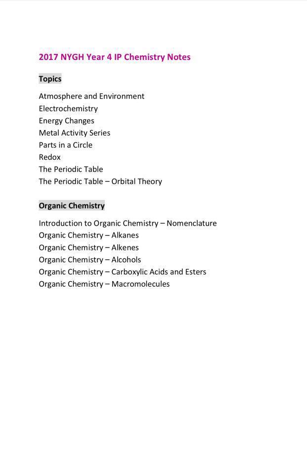 2017 Year 4 IP (Sec 4 Integrated Programme) Chemistry Notes (Set A) (soft copy) - Image 2