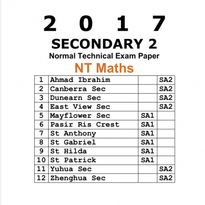 2017 Secondary 2 Normal Technical (NT) Maths Exam Papers (Set A) (soft copy)