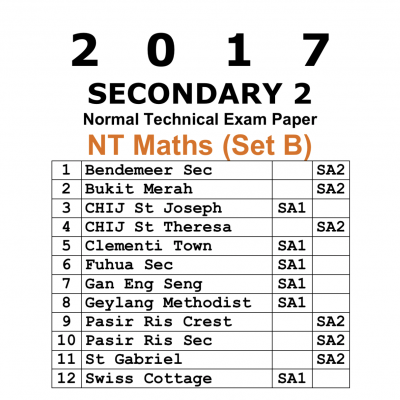 2017 Secondary 2 Normal Technical (NT) Maths Exam Papers (Set B) (soft copy)