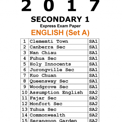 2017 Secondary 1 Express English Exam Papers (Set A) (soft copy)