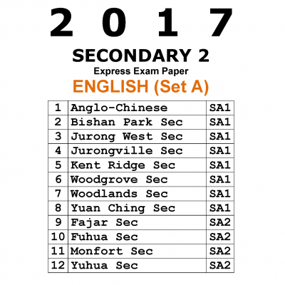 2017 Secondary 2 Express English Exam Papers (Set A) (soft copy)