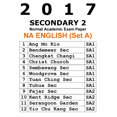 2017 Secondary 2 Normal Academic (NA) English Exam Papers (Set A) (soft copy)