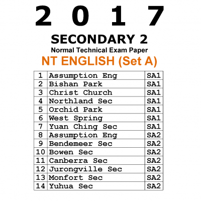 2017 Secondary 2 Normal Technical (NT) English Exam Paper (Set A) (soft copy)