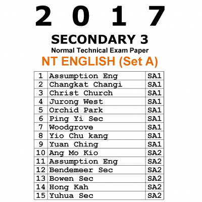 2017 Secondary 3 Normal Technical (NT) English Exam Papers (Set A) (soft copy)