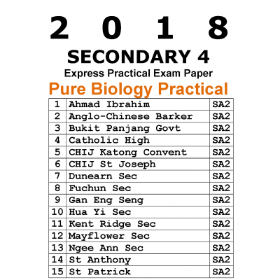 2018 Secondary 4 Express Pure Biology Practical Papers (soft copy)
