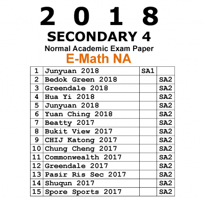 2018 Secondary 4 Normal Academic (NA) E Maths Exam Papers (soft copy)