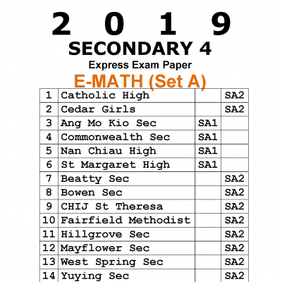 2019 Secondary 4 Express E Maths Exam Paper (Set A) (soft copy)