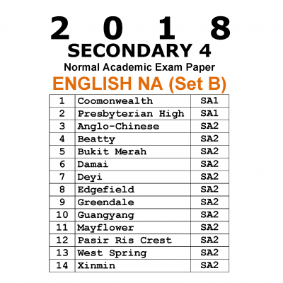 2018 Secondary 4 Normal Academic (NA) English Exam Papers (Set B) (soft copy)