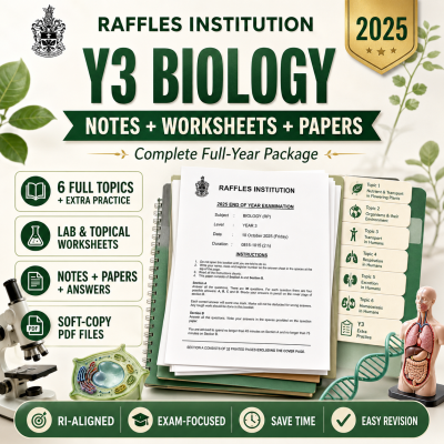 2025 RI Raffles Institution Year 3 Sec 3 IP Biology Full Year File, Notes, Worksheets and Exam Papers (soft copy)