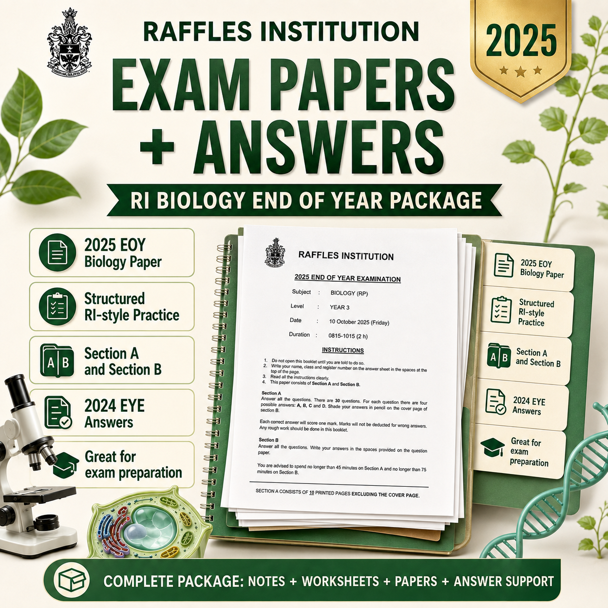 2025 RI Raffles Institution Year 3 Sec 3 IP Biology Full Year File, Notes, Worksheets and Exam Papers (soft copy) - Image 4