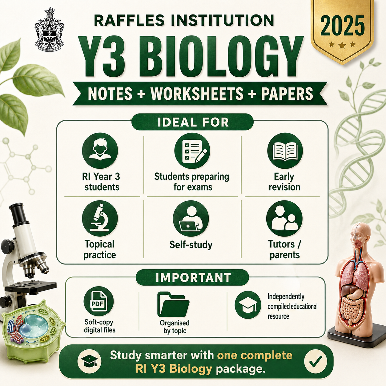 2025 RI Raffles Institution Year 3 Sec 3 IP Biology Full Year File, Notes, Worksheets and Exam Papers (soft copy) - Image 5